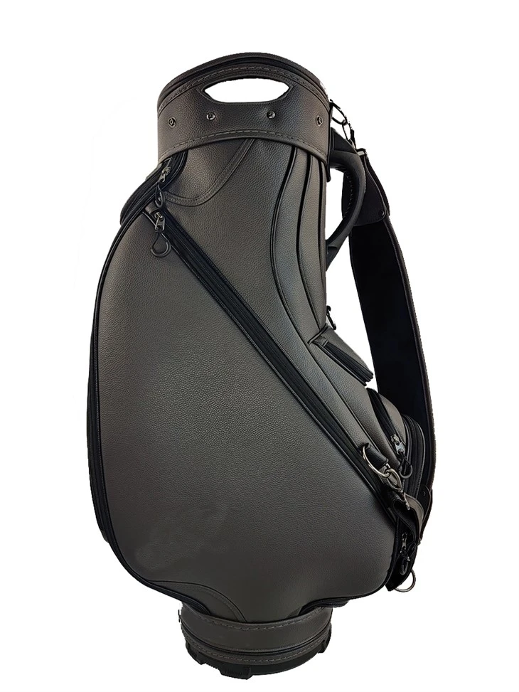 Custom Logo Svart PU Läder Golf Staff Bag Vattentät Pro Golf Tour Club Bärväska Partihandel