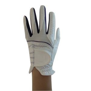 Anpassad logotyp Purple Stripe White Leather Golf Handskar High Quality